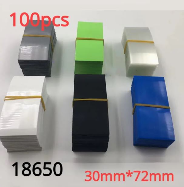 100-Piece Mixed Color Heat Shrink Tubing & Barley Paper Rings Set for 18650 Lithium Cells - Little Tokyo SA