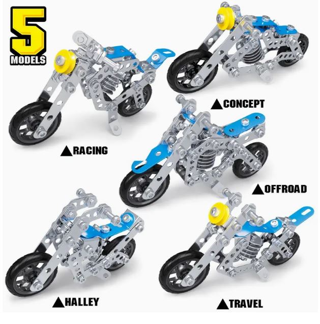 139pc Metal Motorcycle Stem Building Kit for Kids - Little Tokyo SA