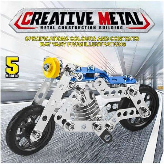 139pc Metal Motorcycle Stem Building Kit for Kids