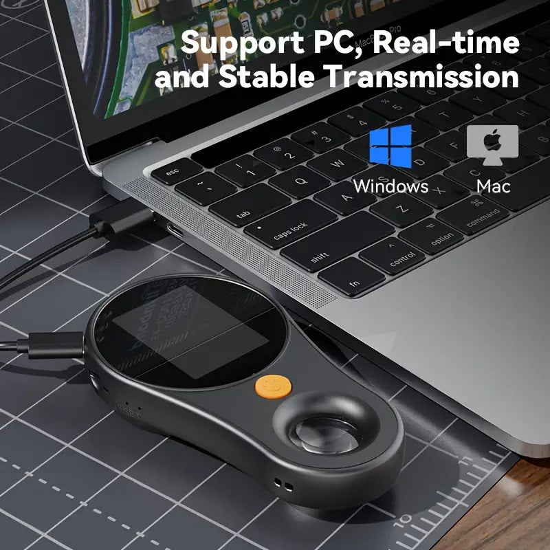 Temu 500X 2.0MP portable handheld digital microscope with magnification for detailed close-up viewing.