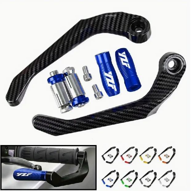 Two CNC aluminum motorcycle handlebar grip lever guards, durable motorcycle accessories for enhanced control and protection.