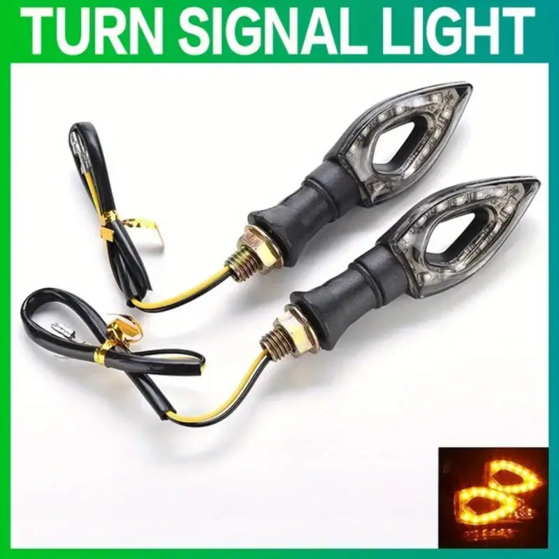 Set of two Temu motorcycle turn signal lights with 12 LED bulbs, designed for motorcycle turn signal and safety visibility.