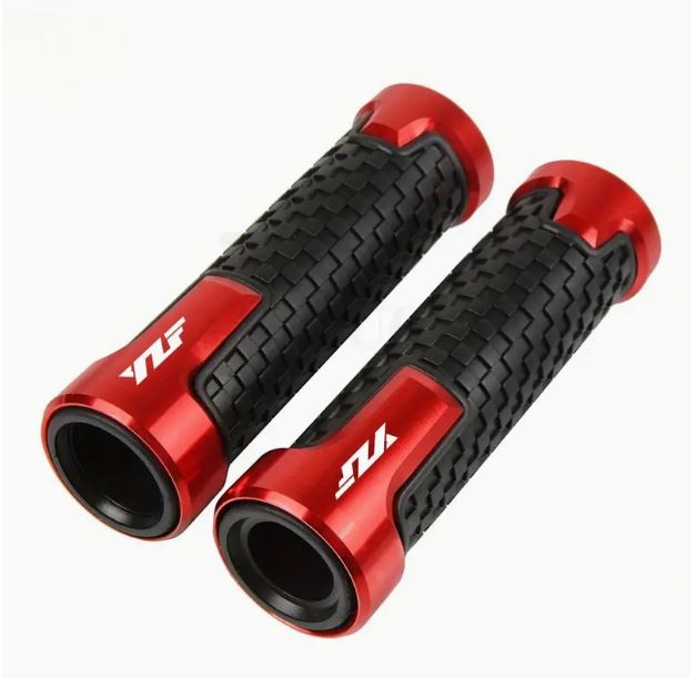 Red Premium CNC 22mm motorcycle handlebar grips from Temu, designed for enhanced grip and comfort on motorcycle handlebars.