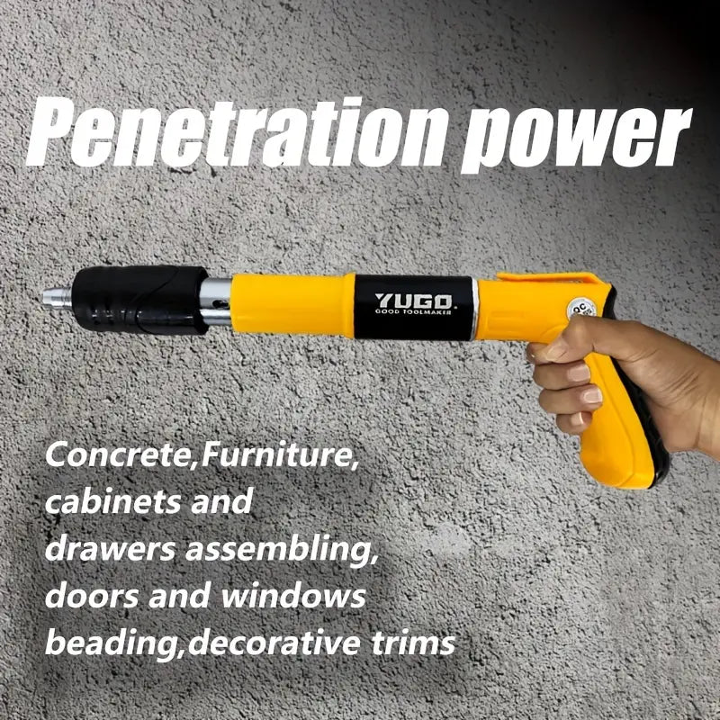 Temu portable nail gun set for steel structures and ceiling fastening, featuring a compact design and ergonomic grip.