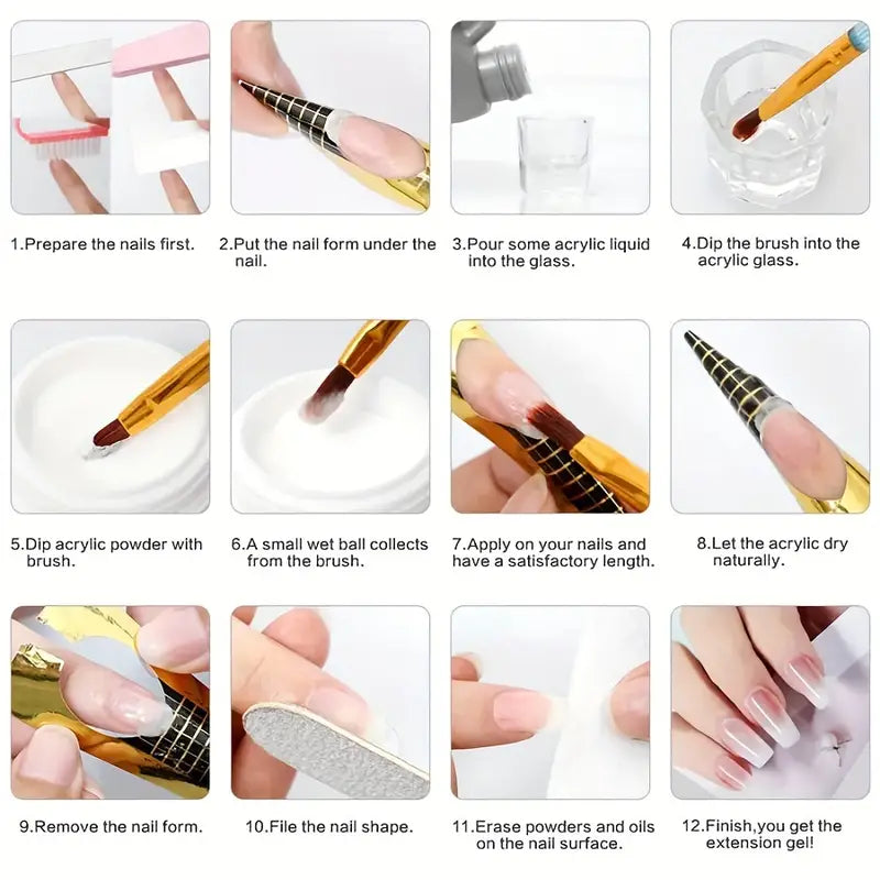 Acrylic Nail Kit For Beginners With Glitter Acrylic Powders - Little Tokyo SA