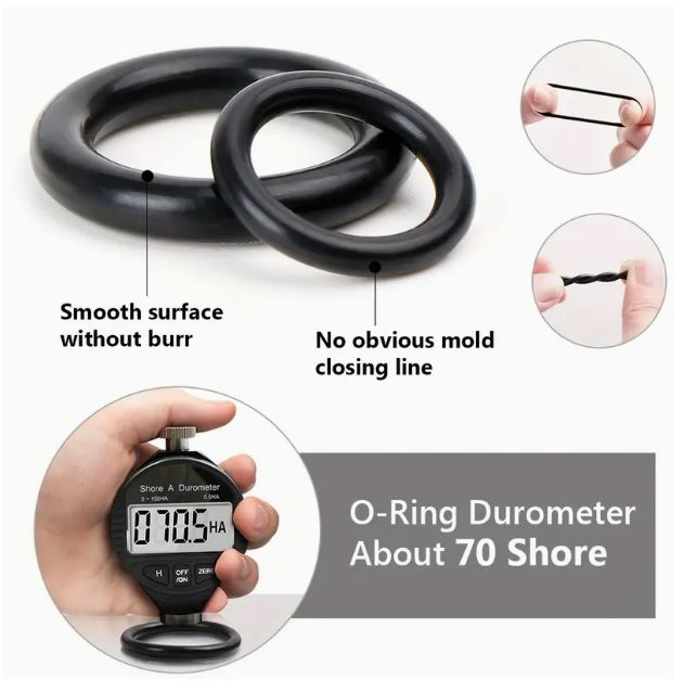 Set of 950 rubber O-rings from Temu, assorted sizes, for sealing and repair applications in plumbing and machinery.