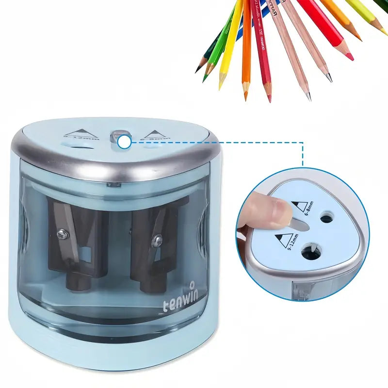 Temu portable pencil sharpener with dual slots for thin and thick pencils, compact and efficient for writing and drawing tasks.