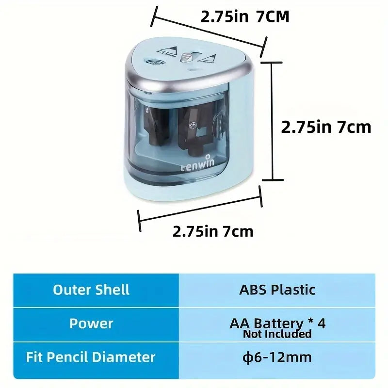 Temu portable pencil sharpener with dual slots for thin and thick pencils, compact and efficient for easy sharpening.