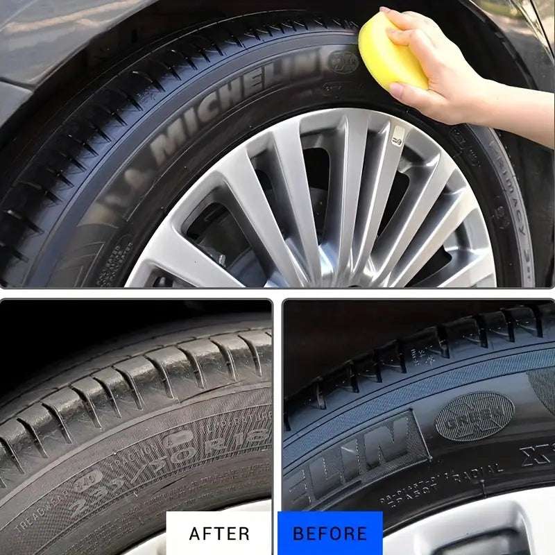 Temu auto plastic part plating crystal renovation wax for car plastic repairs, showing a close-up of the product container and car plastic surface.