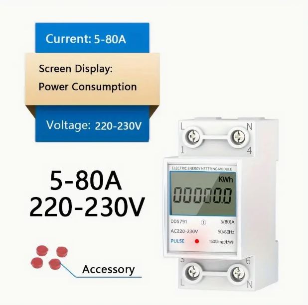 220V AC 5-80Amp Single-Phase Mini Electricity Meter - Little Tokyo SA