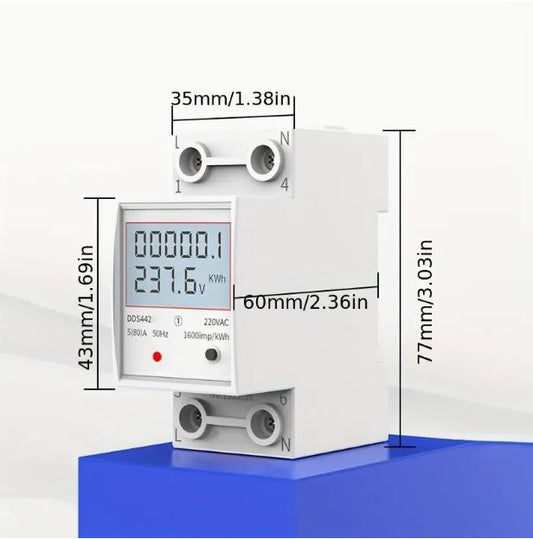 220V AC 5-60Amp Single-Phase Mini Electricity Meter - Little Tokyo SA