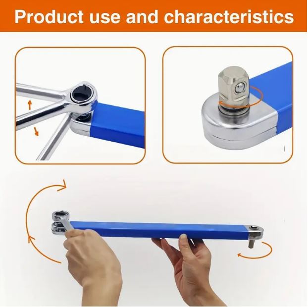 Temu high carbon steel ratchet wrench spanner extender, durable ratchet extension tool for added reach in fastener work.