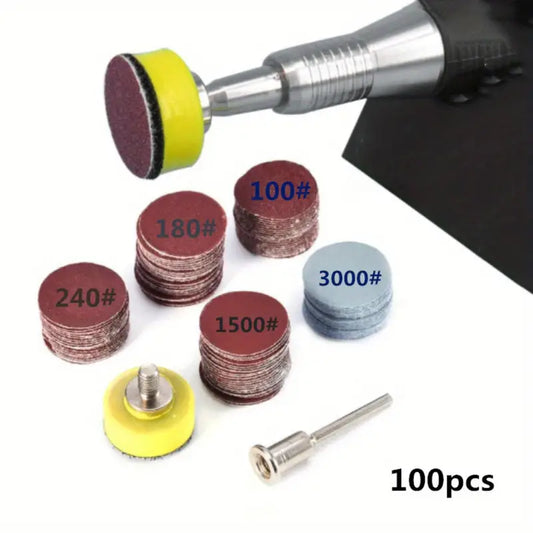 100pcs Sanding Disc-Abrasive Paper and 1-Inch Abrasive Polishing Pad For Rotary Tools - Little Tokyo SA