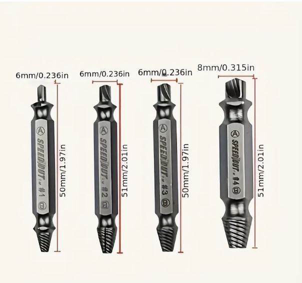 4pcs Steel Damaged Screw Extractor Drill Bit Remover Set - Little Tokyo SA