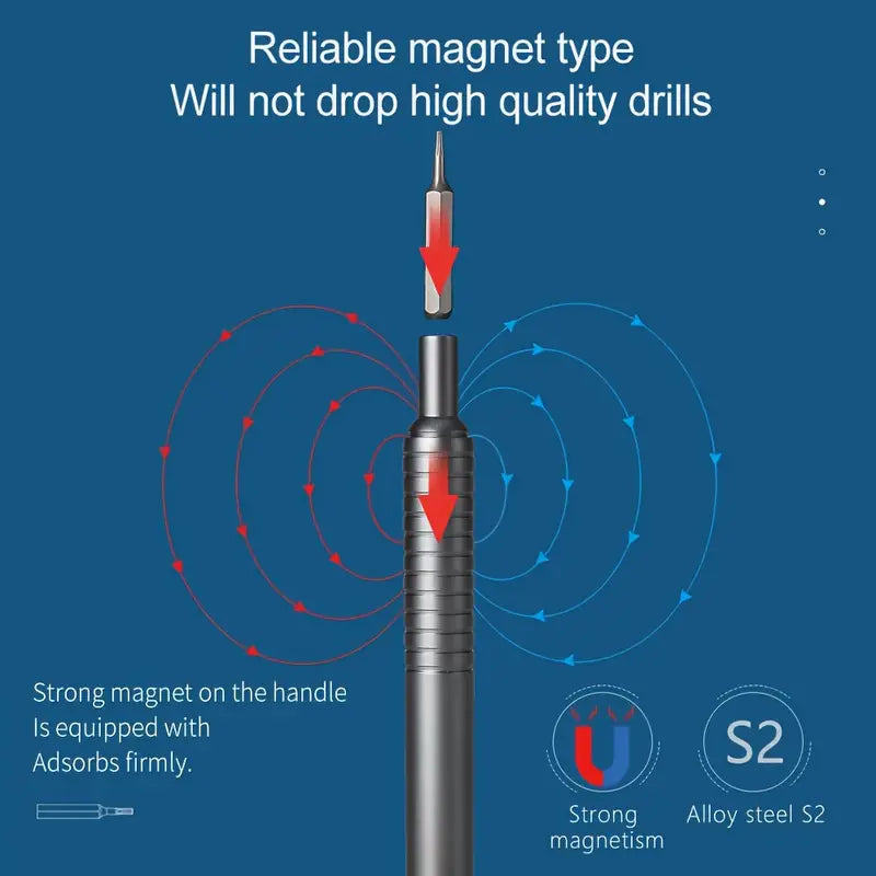 Temu 25-in-1 Precision Screwdriver Set with magnetic driver kit, includes multiple screwdriver bits for electronics repair.