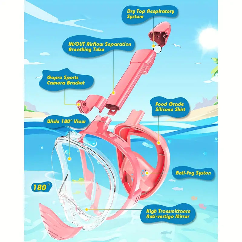 Children's Full Face Snorkeling Mask With Camera Mount - Little Tokyo SA