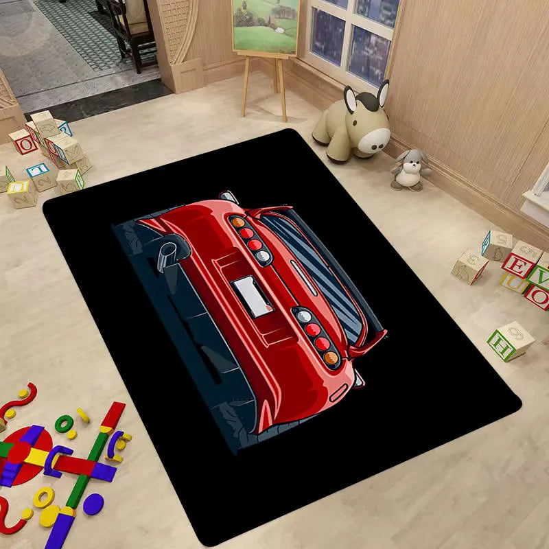 Racing-inspired car sponge area rug by Temu featuring a colorful car design on soft, durable sponge material.