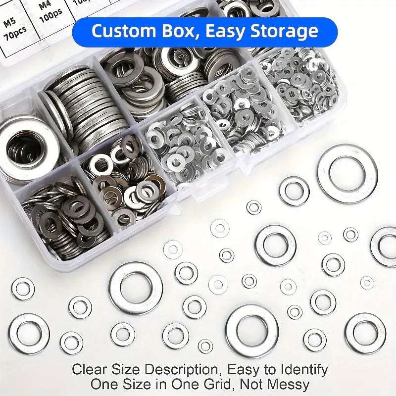 80pcs Stainless Steel Flat Washers Assortment Kit