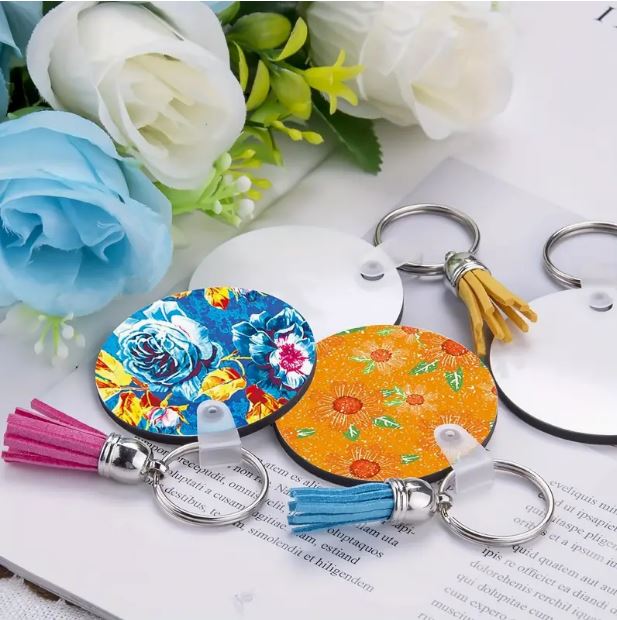 Set of 25 DIY sublimation blank density board pendant keychains for custom thermal sublimation projects by Temu.