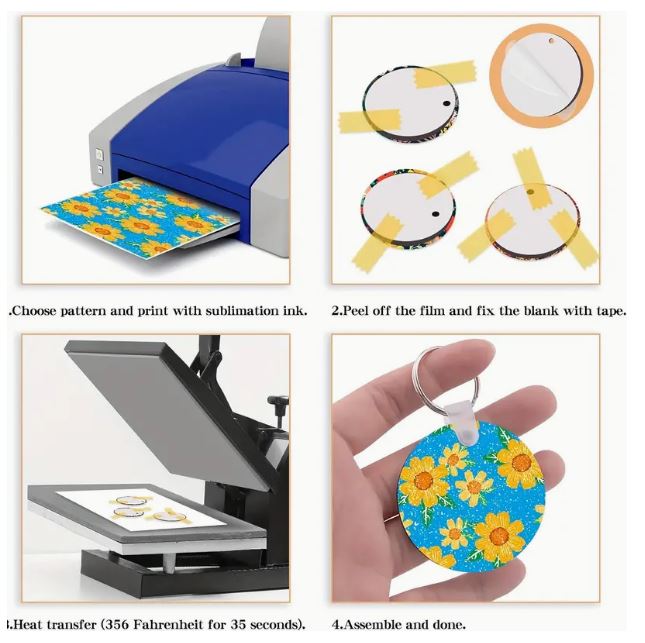 Sublimation Pendant 25PCS DIY Thermal Sublimation Blank Density Board Pendant Keychain