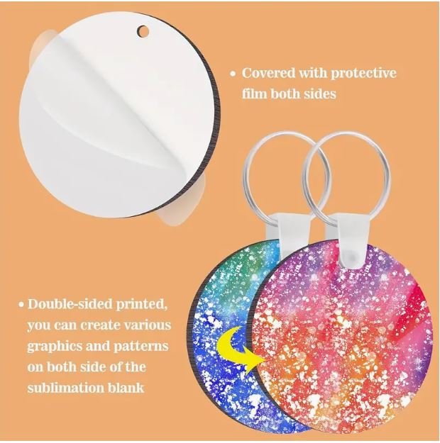 Set of 25 DIY thermal sublimation blank density board pendants for keychains by Temu, ready for customization.