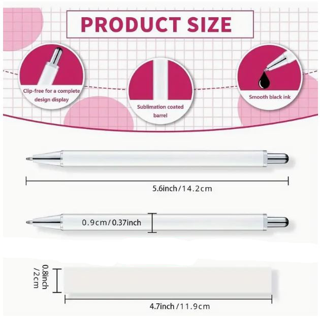 Temu Cupoita sublimation pen blank with no clip, shrink wrap, ideal for custom sublimation printing.