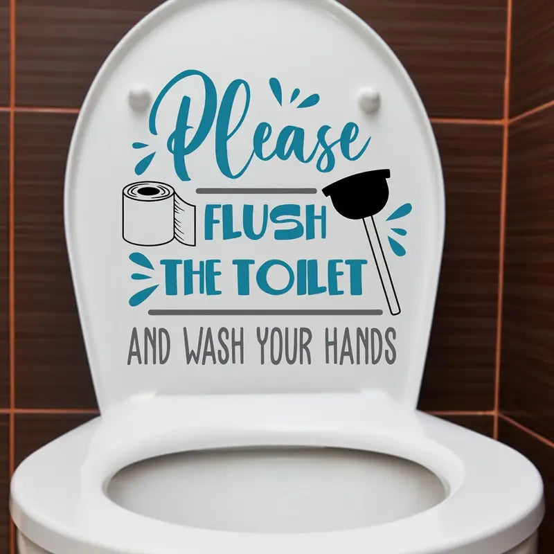 1pc Flush The Toilet Slogan Decal Sticker - Little Tokyo SA