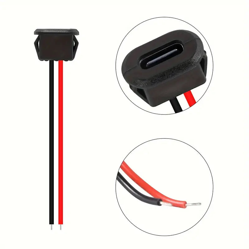 Set of 10 USB Type-C female connector jacks for fast charging, compatible with Type-C chargers and devices.