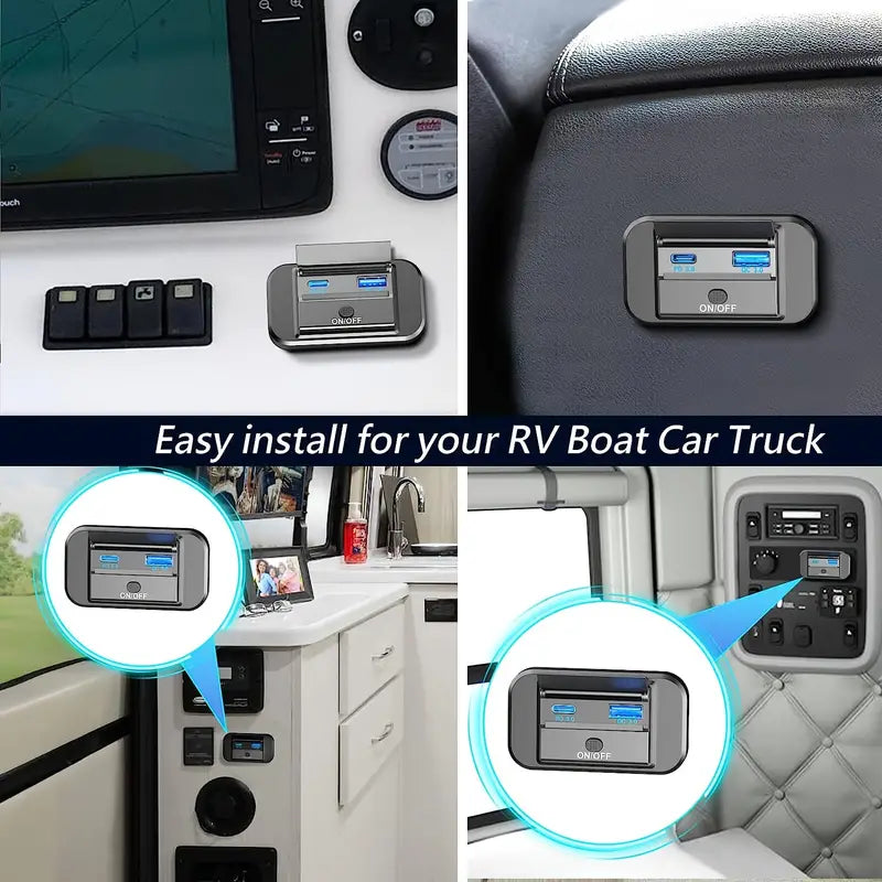 Temu 2-pack 54W USB power sockets with dual quick charge ports, PD3.0 and QC3.0, for 12V and 24V vehicle use.