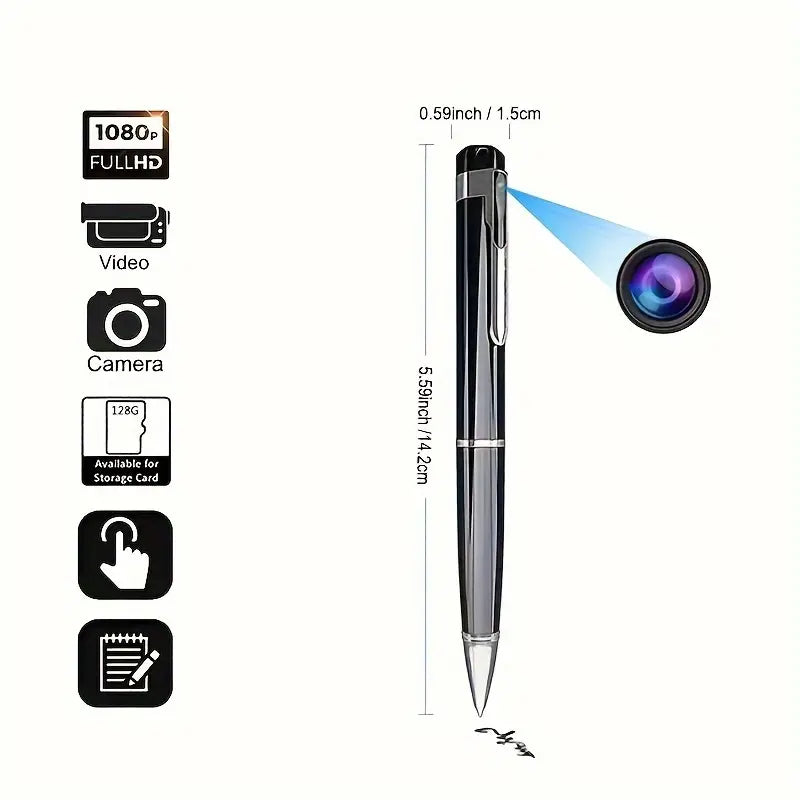Mini portable 1080p wearable camera recorder pen by Temu, compact video recorder for discreet recording.