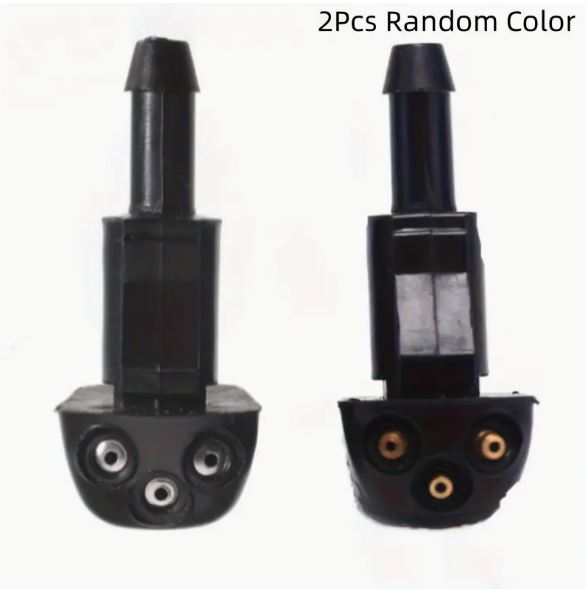Two Temu windshield wiper washer sprayer nozzles for Hyundai and Kia vehicles, showing the spray nozzles for front windshield cleaning.