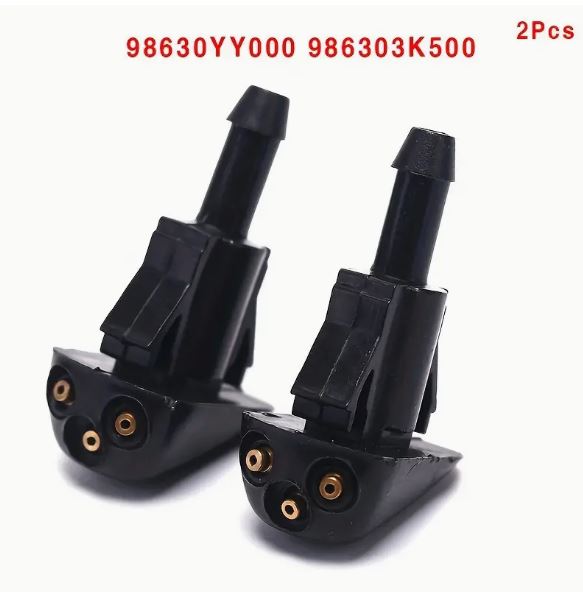 Two Temu windshield wiper washer spray nozzles for Hyundai and Kia vehicles, showing the nozzle design and spray outlets.