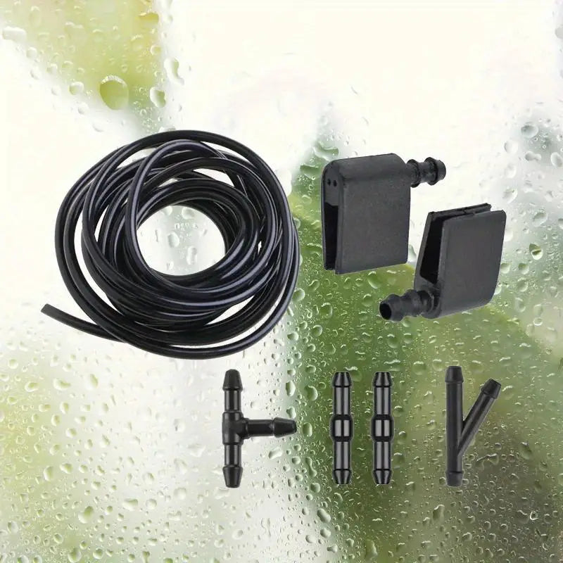 Temu high-quality rubber windshield washer hose kit with universal fit wiper nozzles for vehicle windshield cleaning.