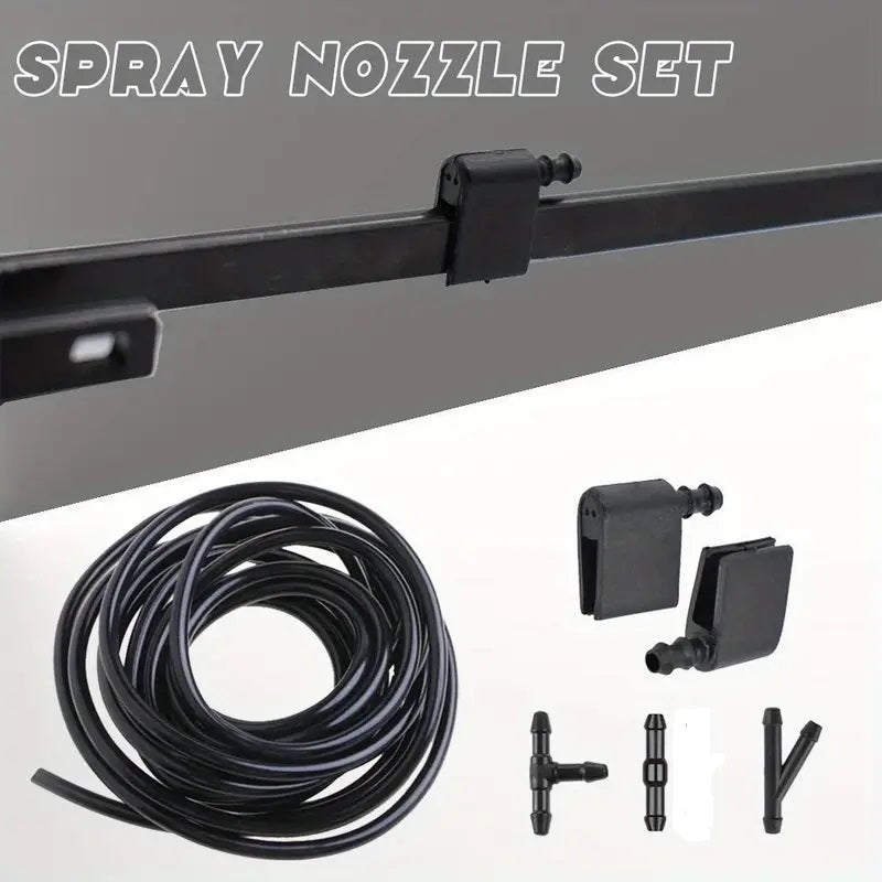 Temu high-quality rubber windshield washer hose kit with universal fit wiper nozzles for vehicles, durable and easy to install.