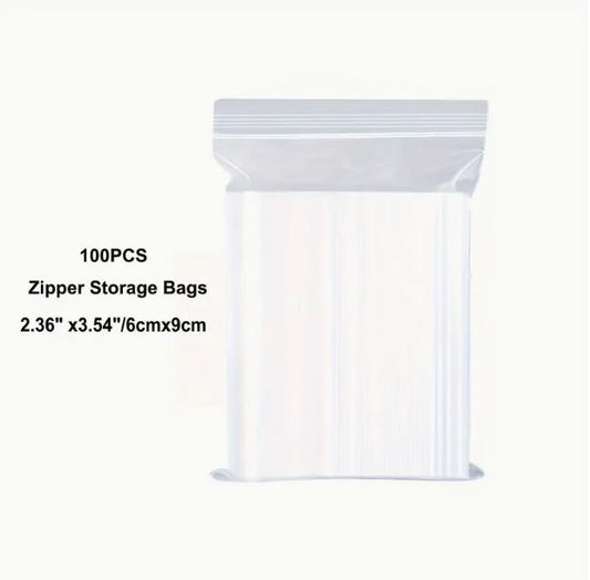 100Pcs Clear Resealable Zip Poly Plastic Bags - Little Tokyo SA