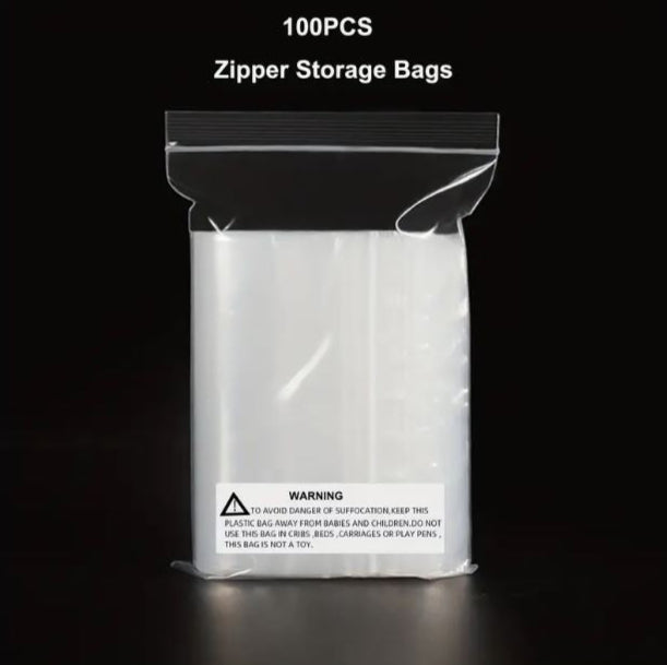 100Pcs Clear Resealable Zip Poly Plastic Bags - Little Tokyo SA