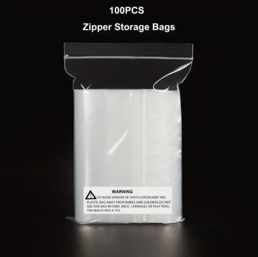 100Pcs Clear Resealable Zip Poly Plastic Bags - Little Tokyo SA