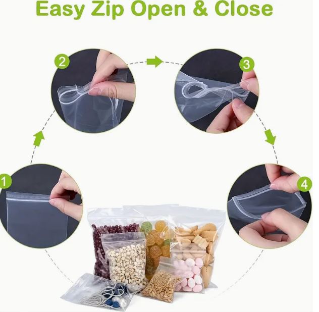 100Pcs Clear Resealable Zip Poly Plastic Bags - Little Tokyo SA