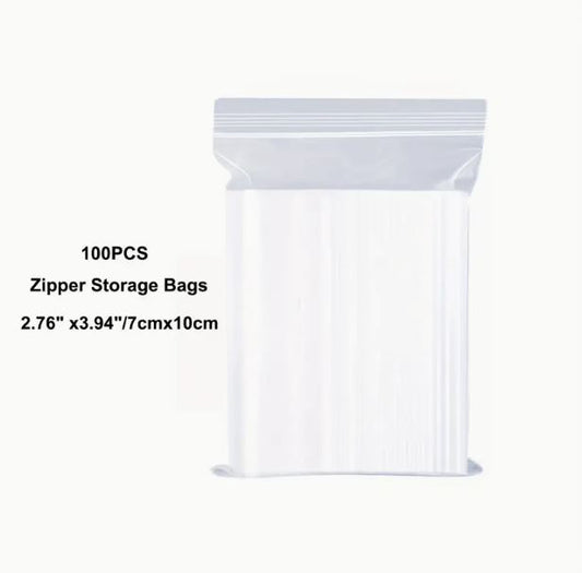 100Pcs Clear Resealable Zip Poly Plastic Bags - Little Tokyo SA