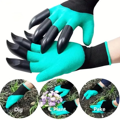 1 Pair Waterproof Gardening Gloves with Claws for Digging &amp; Planting