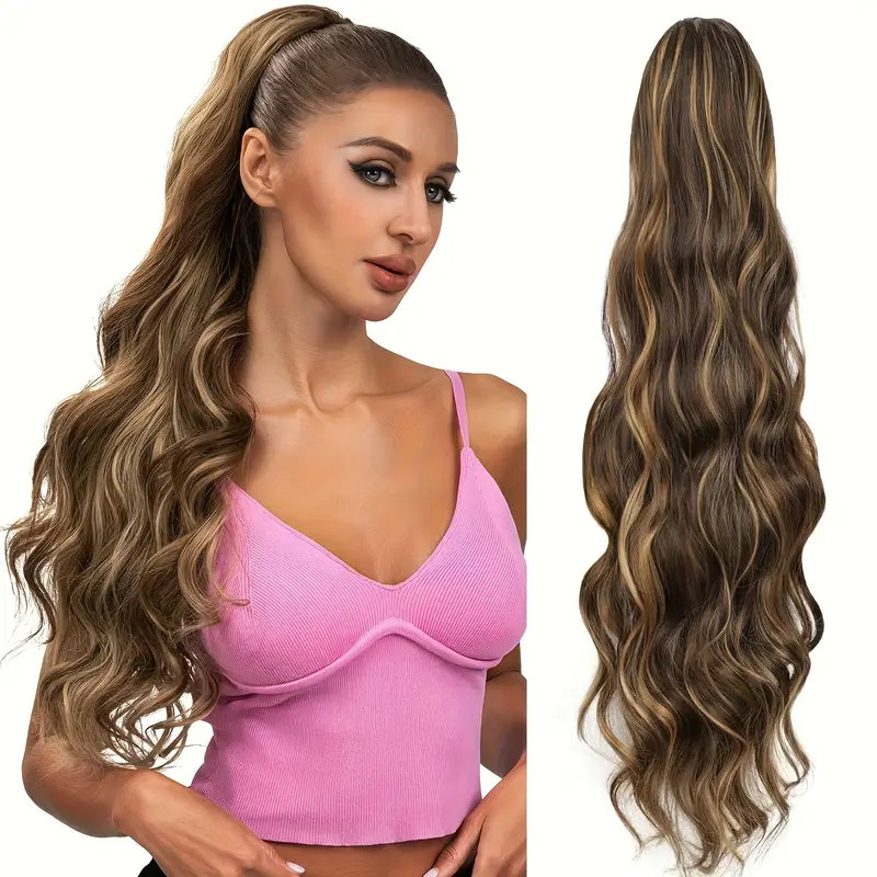 Claw Ponytail Extension 60.96 Cm Water Wave Big Wavy Curly Clip In Hair Extensions