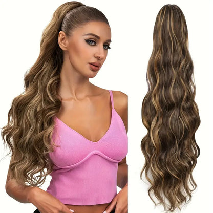 Claw Ponytail Extension 60.96 Cm Water Wave Big Wavy Curly Clip In Hair Extensions