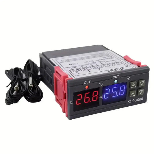 Temperature Controller Dual Digital STC-3008 with Dual Relay Output Thermostat