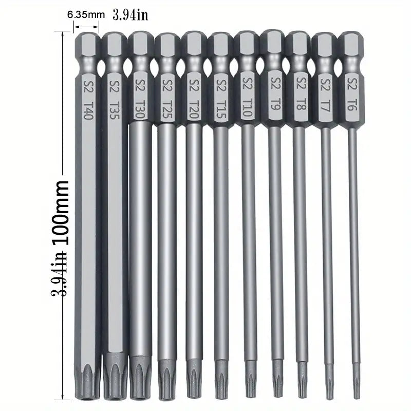 11pc 100mm Multi-Size Security Screwdriver Bit Set