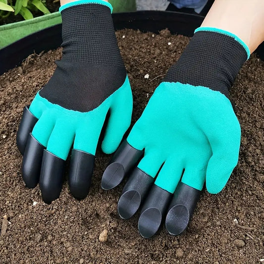 1 Pair Waterproof Gardening Gloves with Claws for Digging &amp; Planting