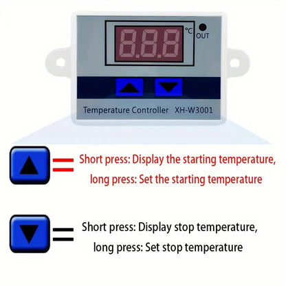 Digital LED Temperature Controller XH-W3001 For Incubator Cooling and Heating