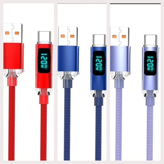 2 Meter USB Type-C Braided LCD Display Long Distance Data and Charge Cable