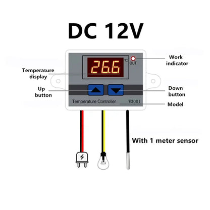 W3001 12V Digital Control Temperature Microcomputer Thermostat Switch