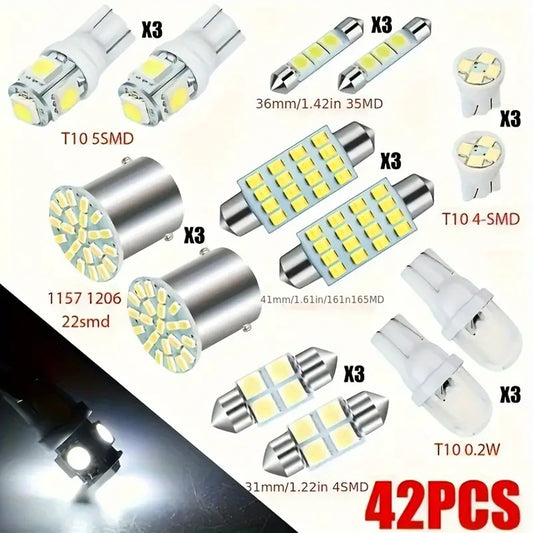 42pcs Universal Car LED Bulb Set