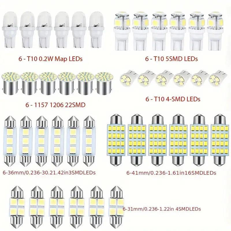 42pcs Universal Car LED Bulb Set